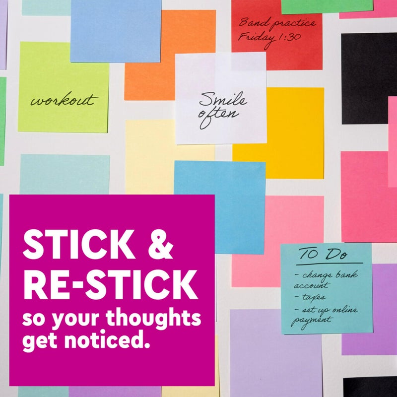 Post-it Super Sticky Notes, 5 Sticky Note Pads, 3 x 3 in., School Supplies, Office Products, Sticky Notes for Vertical Surfaces, Monitors, Walls and Windows, Black Onyx - Image 4